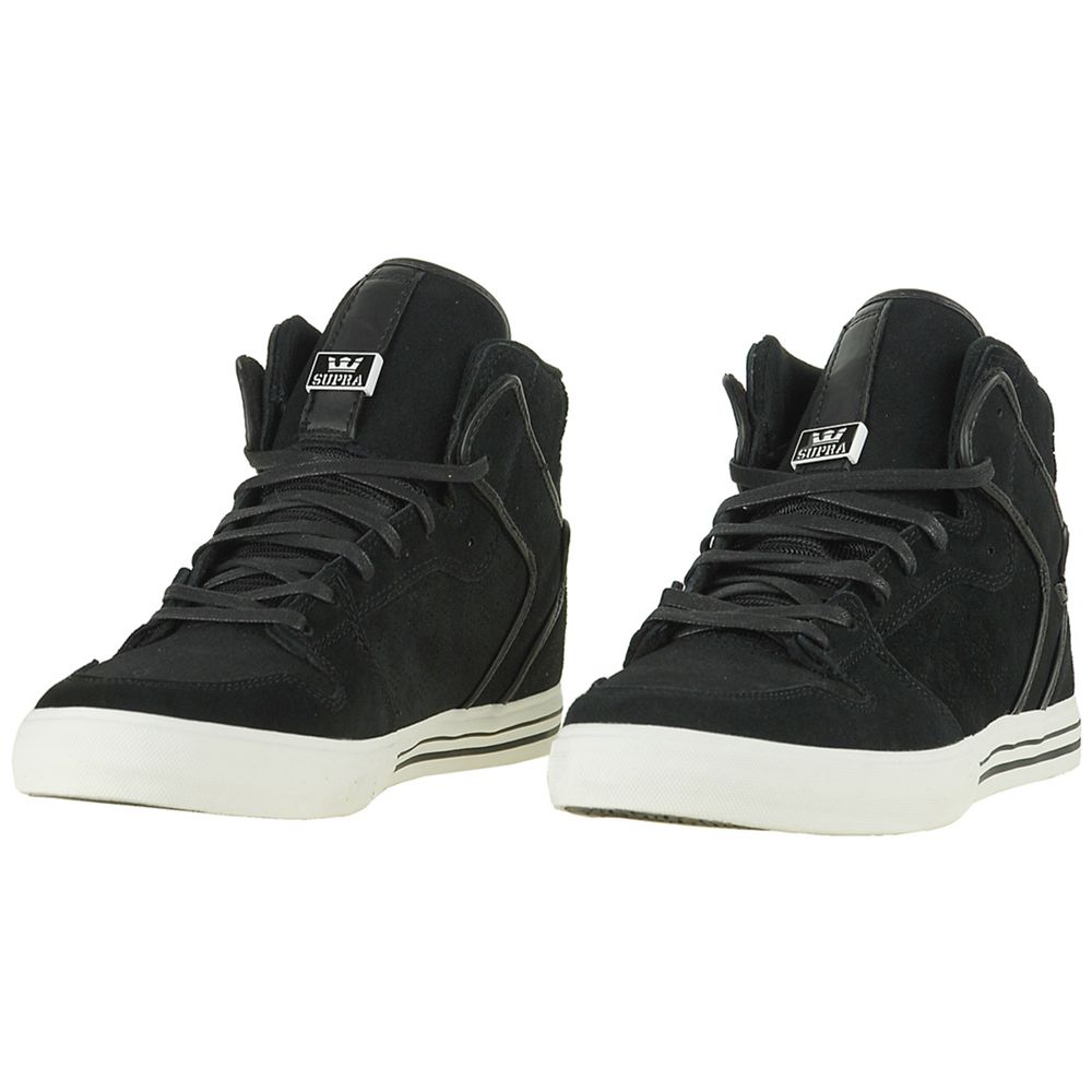 Baskets Montantes Supra Vaider Noir Black Suede Homme | BWJ-83546805